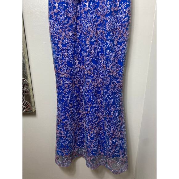 NEW JS COLLECTIONS DRESS KAMILA MERMAID BOW EMBROIDERED FLORAL MAXI LONG GOWN - Picture 13 of 15